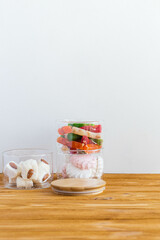 glass jar on a wooden table