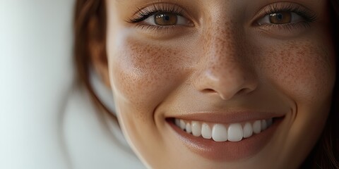 Close up of a Womans Smile with International Womens Day Text Overlay