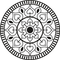 Hand drawn mandala design. Easy mandala Outline.  Vector mandala design. Mandala design for coloring