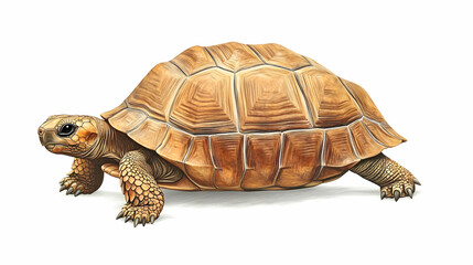 Obraz premium Tortoise walking, white background, wildlife illustration, perfect for educational materials