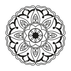 Hand drawn mandala design. Easy mandala Outline.  Vector mandala design. Mandala design for coloring