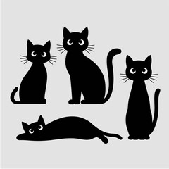 silhouettes of cats in various adorable poses