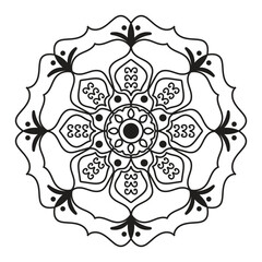 Hand drawn mandala design. Easy mandala Outline.  Vector mandala design. Mandala design for coloring