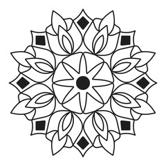 Hand drawn mandala design. Easy mandala Outline.  Vector mandala design. Mandala design for coloring