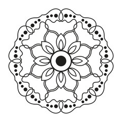 Hand drawn mandala design. Easy mandala Outline.  Vector mandala design. Mandala design for coloring