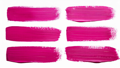 Set of pink oil paint brush strokes. Paintbrush collection. Grunge abstract design element. Close-up