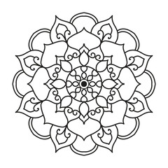 Hand drawn mandala design. Easy mandala Outline.  Vector mandala design. Mandala design for coloring 