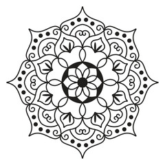 Hand drawn mandala design. Easy mandala Outline.  Vector mandala design. Mandala design for coloring