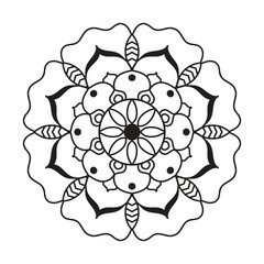 Hand drawn mandala design. Easy mandala Outline.  Vector mandala design. Mandala design for coloring