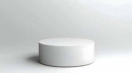 White cylindrical pedestal on a white background, ideal for product display