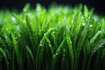 A close-up shot of green grass with water droplets, ideal for environmental or nature-inspired designs