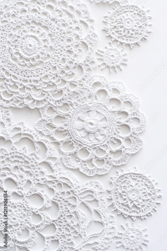 Poster A close-up view of a white doily sitting on a table, perfect for adding a touch of elegance to any scene