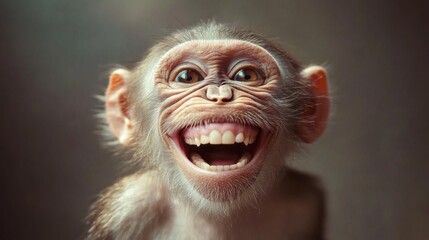 A happy monkey displaying a wide, cheerful grin.