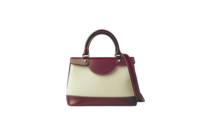 A stylish handbag in burgundy and cream showcasing modern elegance for every occasion