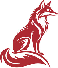 red fox, fox logo silhouette vector line art logo design