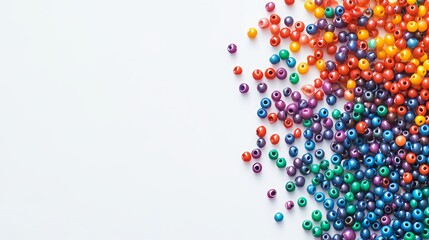 Obraz premium Assorted colorful beads on a white background. 