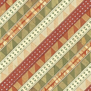 Abstract Geometric Diagonal Pattern with Warm Earth Tones and Textured Ribbons
