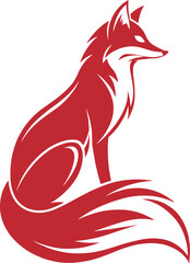 Obraz premium red fox, fox logo silhouette vector line art logo design