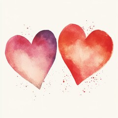 Set of beautiful trendy Valentine's day cards. Watercolor hearts. Romantic design templates for February 14 or wedding invitations. Elegant vector illustrations