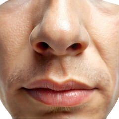 Obraz premium Closeup Human Nose and Mouth Detailed Texture Skin face lips real high pale tone shot pores macro 