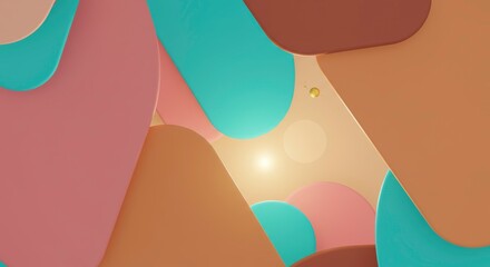 Abstract Pastel Layers: Soothing interplay of pastel pink, teal, and beige organic shapes, creating a visually calming and modern abstract background. A touch of gold adds subtle elegance. 