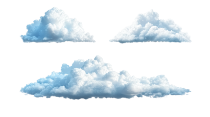 Beautiful white clouds floating in a clear sky during daylight hours isolated on transparent background