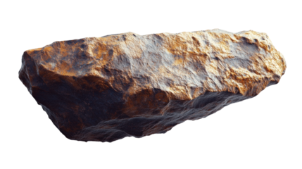 Rock formation observed in natural outdoor setting with rugged texture and earthy colors isolated on transparent background