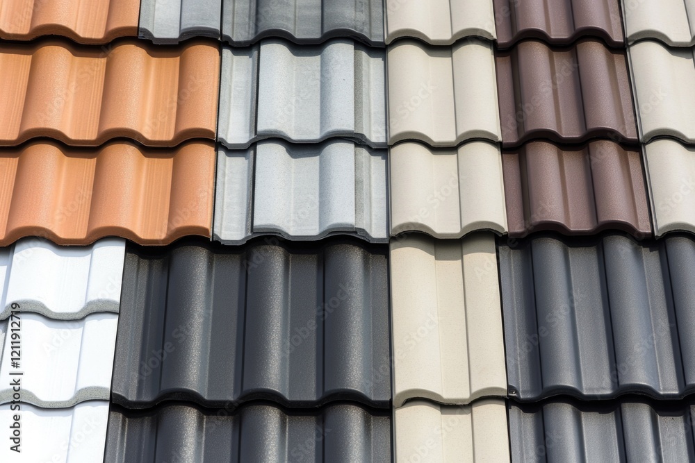 Poster close-up shot of different types of roof tiles