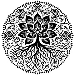 Root mandala silhouette