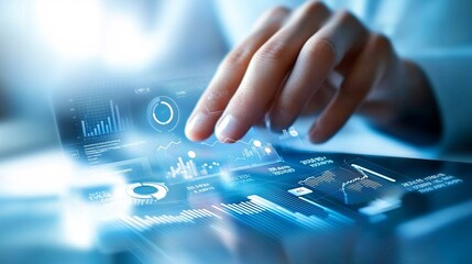 marketing research and consumer concept. Futuristic Business Analytics with Interactive Interface