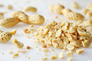 A pile of peanuts sitting on a table, perfect for use in images about snacking or food related concepts