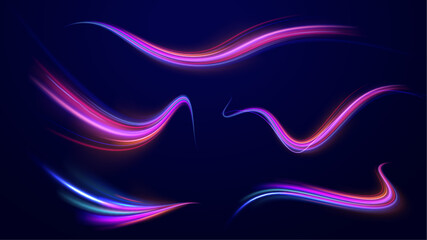 City road car light trails motion background. Electric car and city concept Hitech communication concept innovation background. Expressway, car headlight effect. Speed connection vector background.