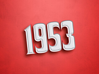 Sale banner text effect of number 1953 on red background.