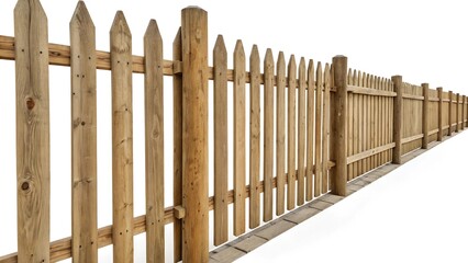Fototapeta premium wooden fence isolated on white