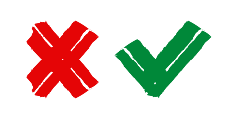 grunge abstract check mark and cross symbol