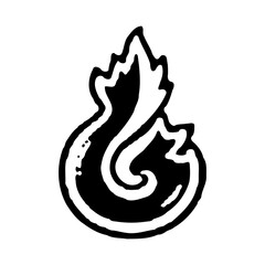 Black abstract flame-like shape