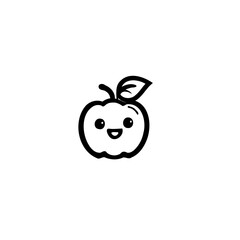 Cute Minimalist Apple Cartoon Icon