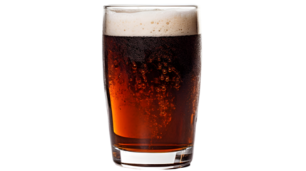 Glass of Dark Carbonated Beverage with Foam

