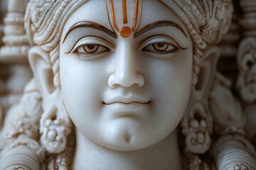Obraz premium A detailed view of a female statue's face and neck, great for editorial or commercial use