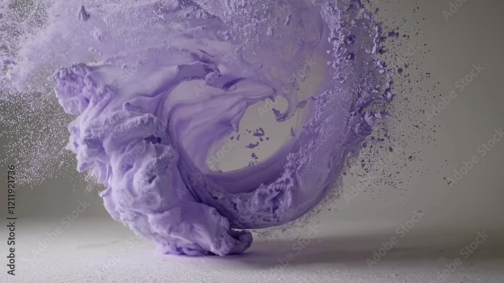 Poster beautiful purple foam swirls create mesmerizing shapes in art demonstration at the studio