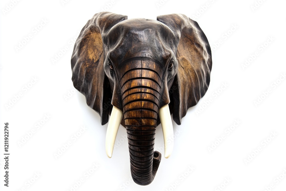 Poster close-up shot of an elephant's head displayed on a wall