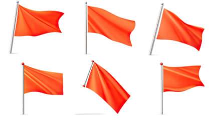 Collection of Red Flags on a Transparent Background Generative AI