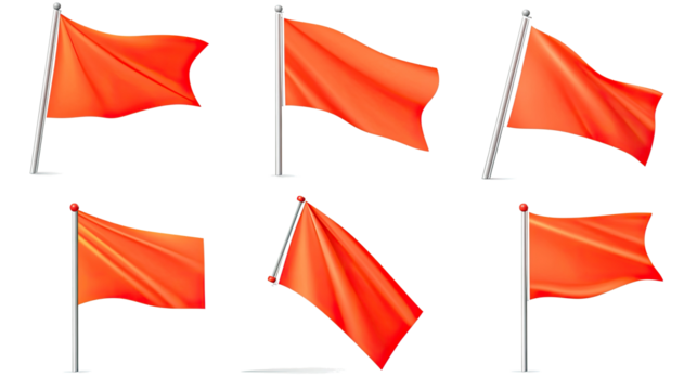 Collection of Red Flags on a Transparent Background Generative AI