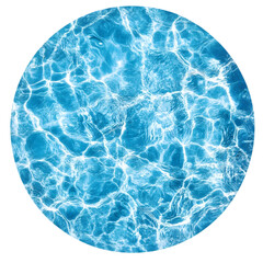 "Blue Water Texture in Circular Shape Isolated on White Background"

