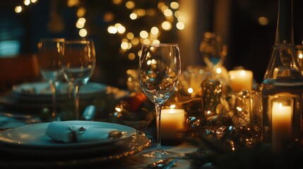 Elegant holiday dining table set for a festive celebration.