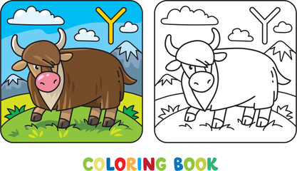 Funny yak. Animals coloring book for kids