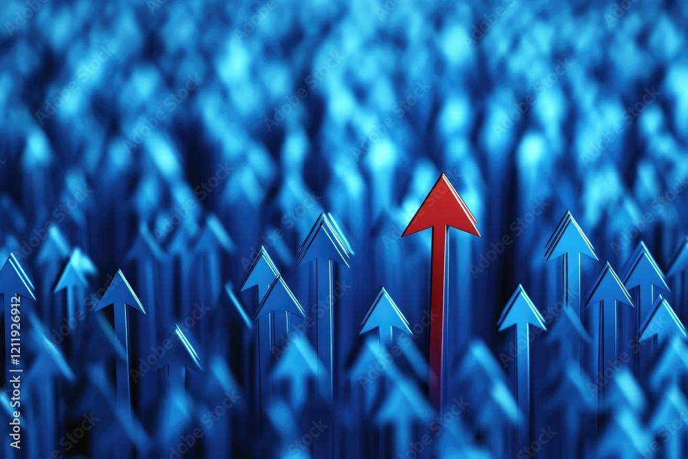 Poster A single red arrow surrounded by multiple blue arrows, possibly for comparison or emphasis