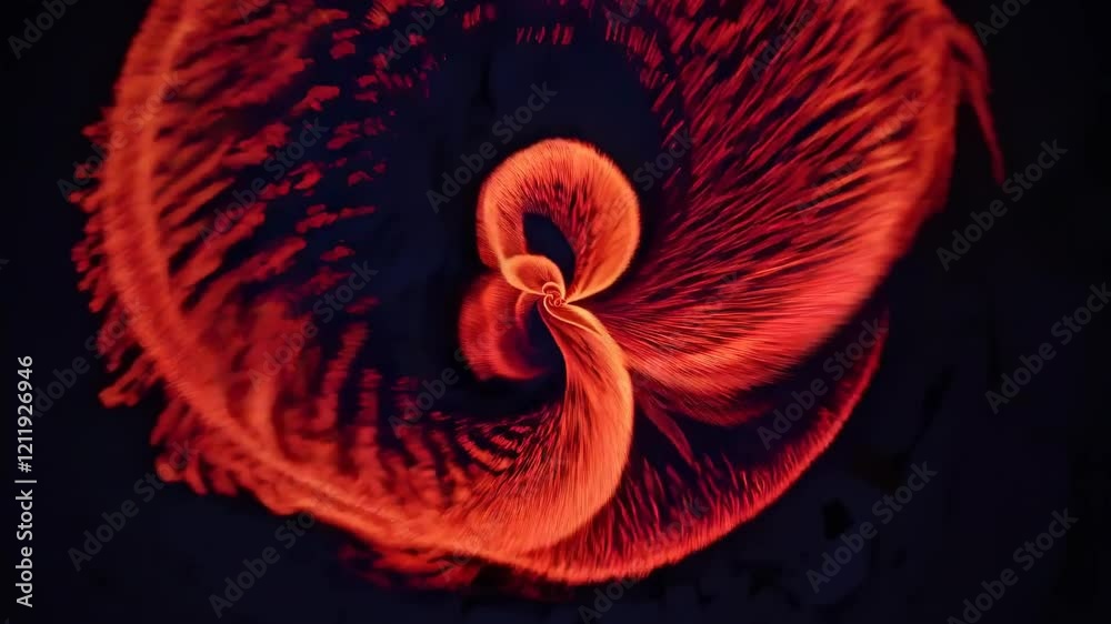 Poster swirling patterns of red and orange create mesmerizing visual effects in abstract display