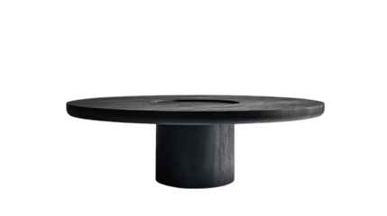 Elegant black stone table stands proudly, showcasing modern design in a minimalistic space