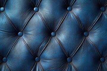 Naklejka premium A close-up shot of blue leather upholstery, suitable for interior design or automotive use